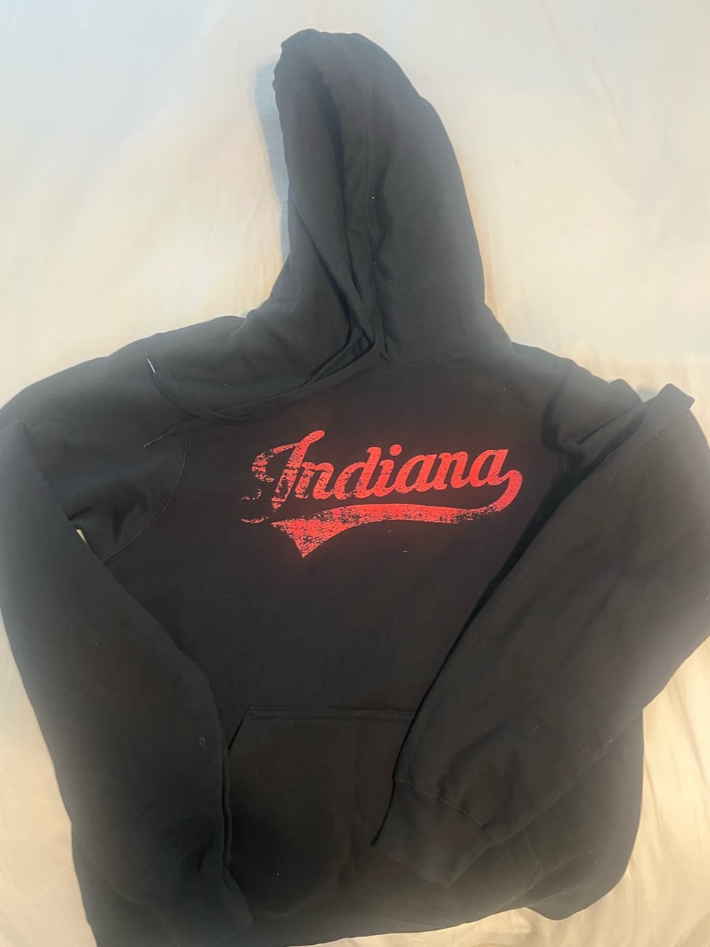 Port and Company Unisex Black Hoodie with Red Indiana Script